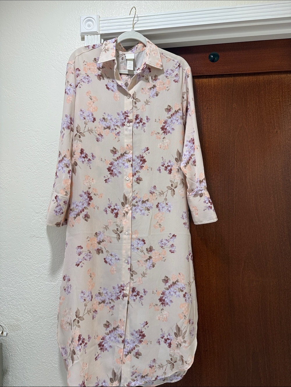 Floral Button-Down Shirt Dress - Light Pink
